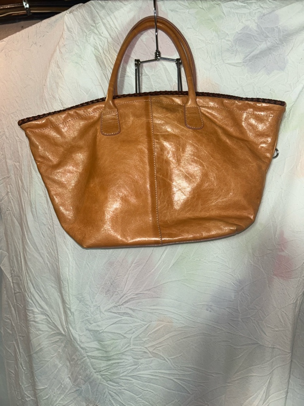 CLaudia Firenze Warm Tan Leather Tote with Braided Trim - Women's Everyday Tote